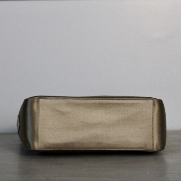 Vintage Late 1990s Prada Taupe Satin Handbag with Black Composite Handles - Picture 7 of 11